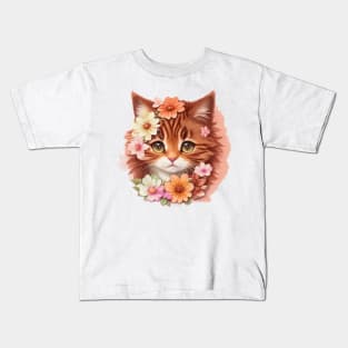 Choco-Purr's Fantastical Floral Delight: Inspired by Beloved Imaginative Realms Kids T-Shirt